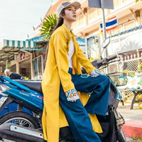 Pre-sale Sulu gối leo núi gió quốc gia thêu 2018 mùa xuân và mùa thu mới phong cách Trung Quốc đứng cổ áo coat dài áo gió phụ nữ áo măng tô nữ dáng dài
