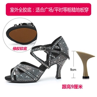 Черный 9 см каблук (наружное клей дно)