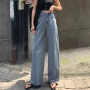 Quần nữ xuân hè 2019 mới retro eo cao rửa nước cũ rộng chân lau quần jeans sinh viên thủy triều - Quần jean thời trang công sở hàn quốc