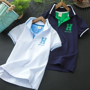 Boy áo thun ngắn tay trẻ em mùa hè đầm bé trai lớn ve áo từ bi bé trai quần áo cotton nửa tay áo sơ mi POLO thủy triều - Áo thun