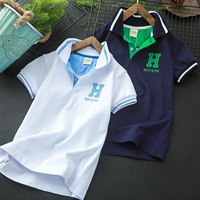 Boy áo thun ngắn tay trẻ em mùa hè đầm bé trai lớn ve áo từ bi bé trai quần áo cotton nửa tay áo sơ mi POLO thủy triều - Áo thun váy trẻ em