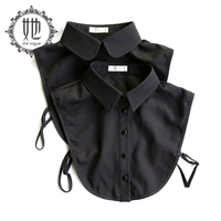 Демисезонное черное украшение, черная рубашка, шифоновый универсальный фальшивый воротник, в корейском стиле