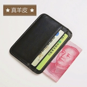Thẻ da nam gói nhỏ thẻ siêu mỏng mini đa vị trí thẻ đơn giản ví tiền xe buýt thẻ ngân hàng đặt thẻ nhỏ kẹp da cừu
