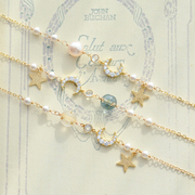 MokuStore ● Làm bằng tay ● Vintage hoang dã Nhật Bản Star Moon Pearl Bracelet Nữ [Manxing Baptist]