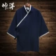 Mới nam Hanfu chéo chéo cổ áo ngắn nam mặc tay áo cotton Retro phong cách quốc gia Trung Quốc Quần short cổ đại - Trang phục dân tộc