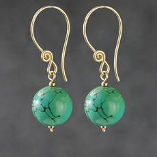 Серьги 素元 绿松石耳环2023新款潮蓝色14k包金耳坠百搭s925纯银耳饰品