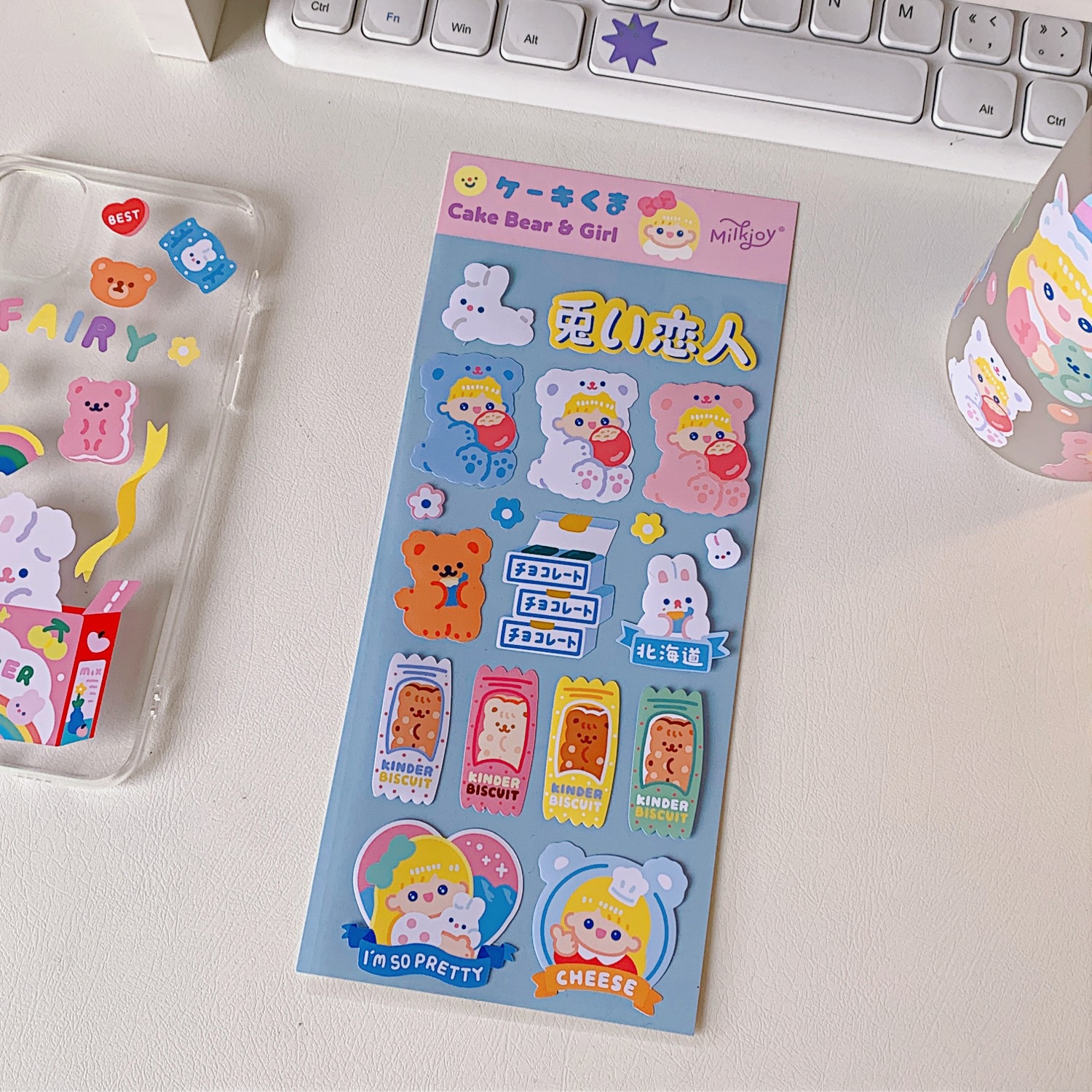 3. Bear Candythe republic of korea ins Soft sprout Bear Hand account Stickers Super cute lovely Mobile phone shell interest Stickers Water cup decorate Sealer