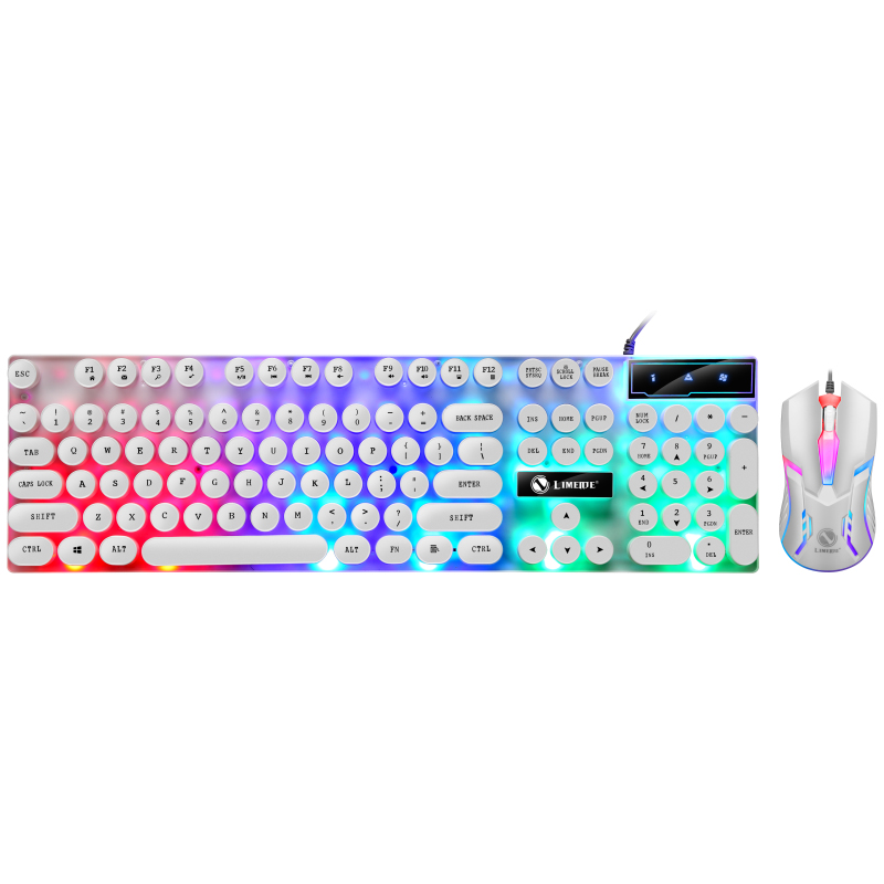 Gtx300 Punk WhiteLimei GTX300 keyboard mouse suit Punk Retro luminescence Backlight game USB wired suspension Key mouse cover