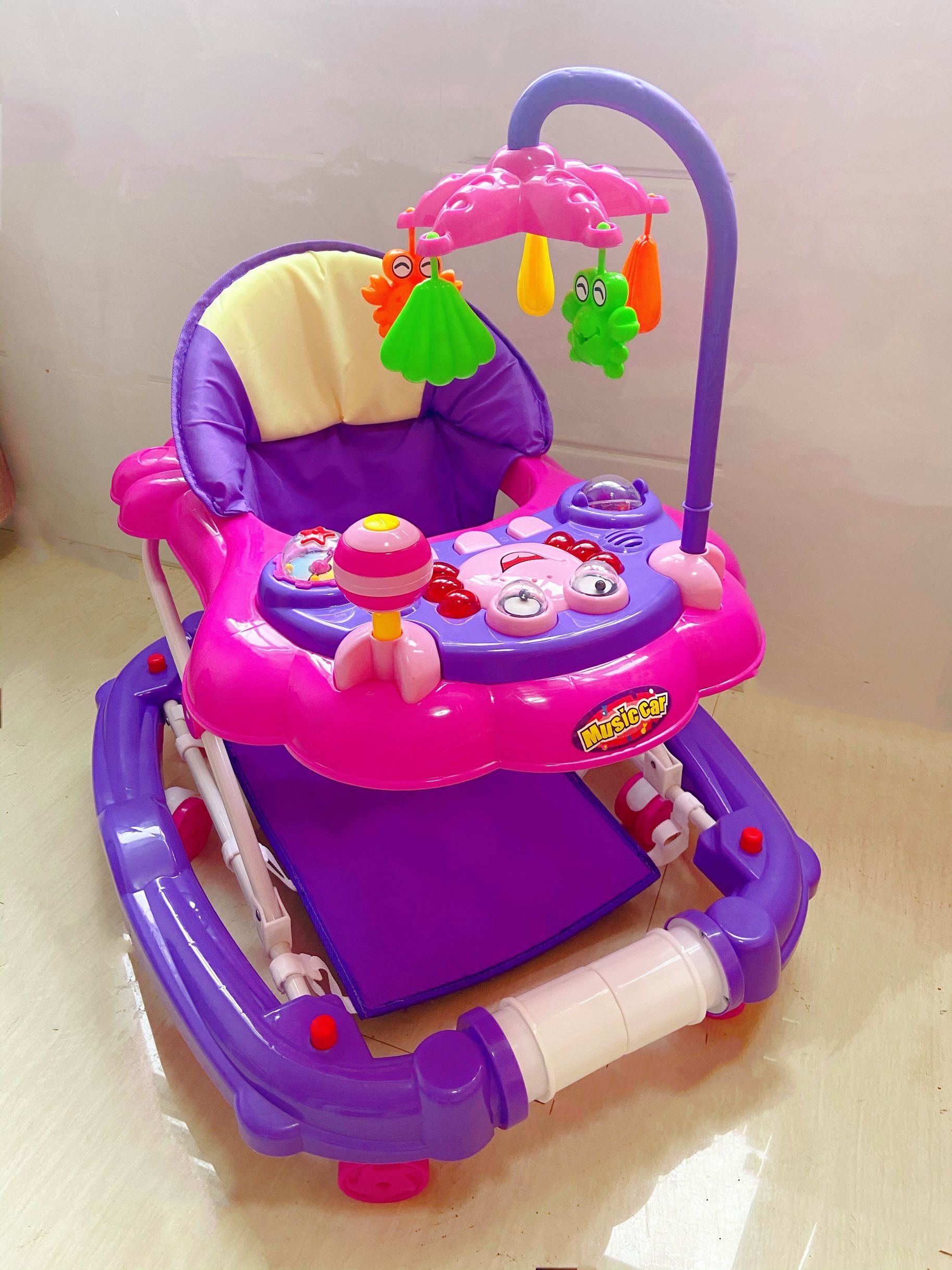 Standard Purple + Foot Pad (Rocking Horse)2021 baby carriage Boys and girls Walkers newborn bb baby walk vehicle child With music Starting car