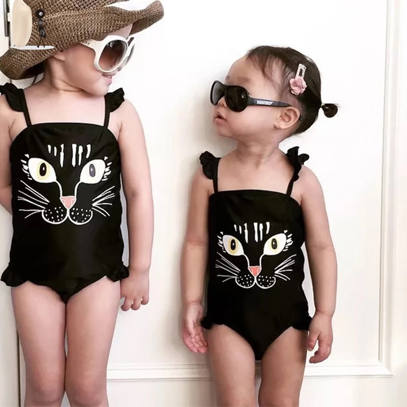 Đồ bơi trẻ em in hình mèo đen cho bé áo tắm một mảnh - Đồ bơi trẻ em