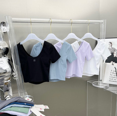 Вкладыши в бюстгальтер 女士瑜伽健身修身运动 t 恤裸感亲肤面料高腰短袖t