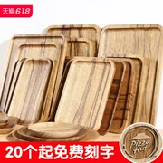 Zebra gỗ khay hình chữ nhật hộ gia đình khay nước cốc bánh mì rắn gỗ tấm trái cây đĩa gỗ tròn - Tấm