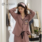 Đồ ngủ mùa thu nữ mới béo mm cỡ lớn 200 kg tay áo dài phù hợp với cotton mỏng phần nhà dịch vụ hai mảnh - Bộ Pajama