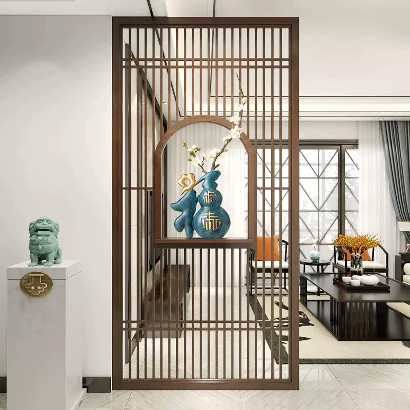 Tùy chỉnh 
            mới phong cách Trung Quốc vách ngăn bằng gỗ nguyên khối phòng khách đối diện với cửa ra vào hiện đại đơn giản chặn cửa vào lưới tản nhiệt lối vào rỗng tấm bình phong bằng vải 