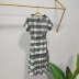 Váy kẻ sọc Bofu 2020 mùa hè mới retro văn học cổ tròn khâu đuôi cá váy BDN2LD170 - Sản phẩm HOT Sản phẩm HOT