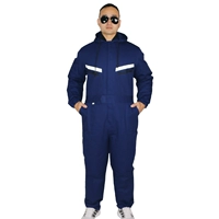 Синее пальто (плюс хлопок) в хлопковой полосовой шляпе (добавить хлопок)