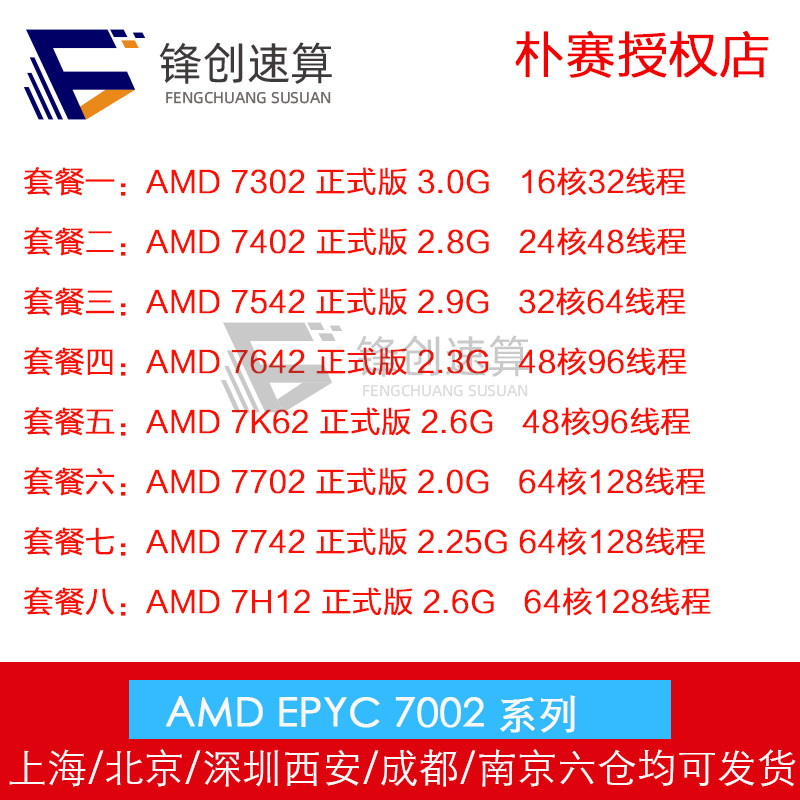 AMD EPYC 7302 7402 7542 7642 7K62 7702 7742 7H12 CPU 