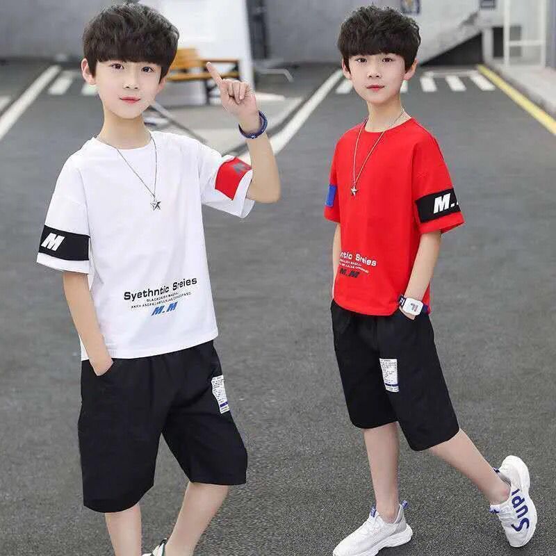 童装男童夏装套装2022新款儿童男孩夏季中大童短袖帅气韩版两件套