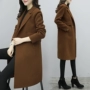 Chống mùa giải phóng mặt bằng 2018 mới mùa đông Hàn Quốc phiên bản của áo len của phụ nữ đơn ngực dài caramel màu áo len áo khoác dạ nữ dáng suông ngắn