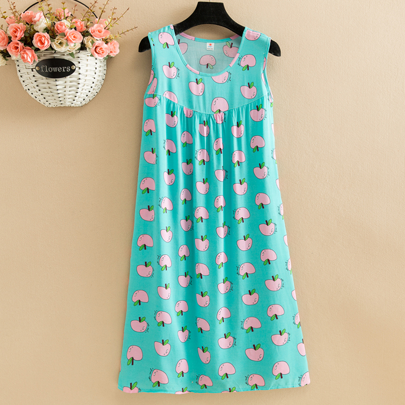 [Color Of Picture No.8]poplin  Dress mom summer wear Nightdress Medium and long term Big size Fat mm easy robe Middle aged and elderly leisure wear vest