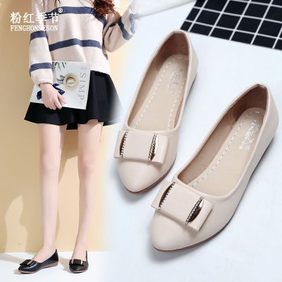 2021春夏新款单鞋尖头平底鞋女浅口平跟鞋女鞋软底工作鞋女豆豆鞋