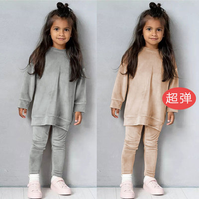 taobao agent Velvet sports suit, sweatshirt, pants, clothing, for girls, western style, autumn, long sleeve