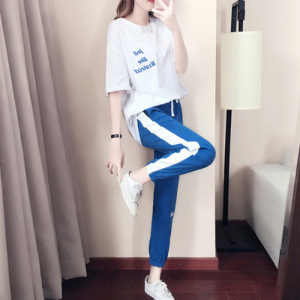 休闲运动套装女夏时尚韩版学生运动服小清新宽松两件套装