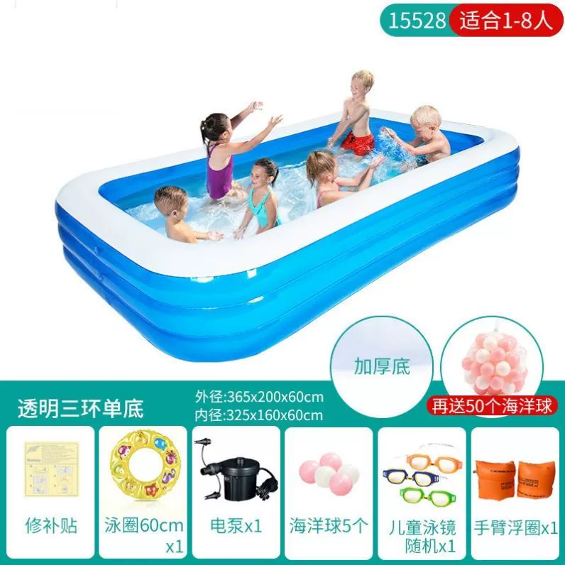 Bể bơi sóng trẻ em Bể bóng bơm hơi mới trong nhà gia đình ba vòng bể bơi gia đình bé bể bơi đại dương dày lên - Bể bơi / trò chơi Paddle