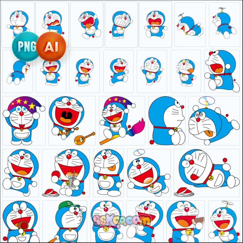 哆啦A梦机器猫小叮当烫画印花图案PNG高清免抠图片AI矢量设计素材