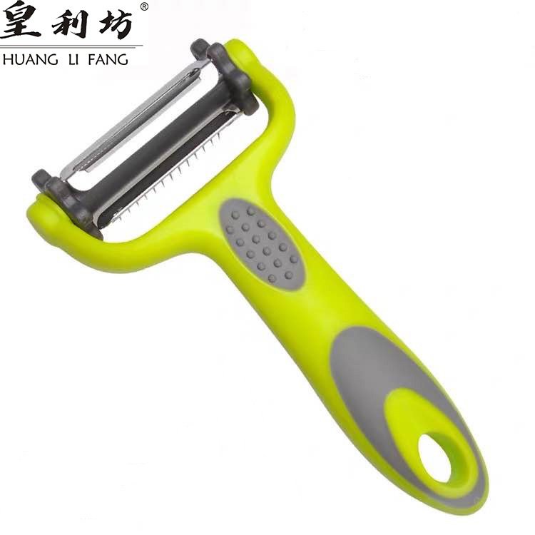 Three Sided Planer (Green Gray)Melon planer household stainless steel peel Potato planer Silk slice multi-function kitchen melon Planing Melon and fruit Paring knife Artifact
