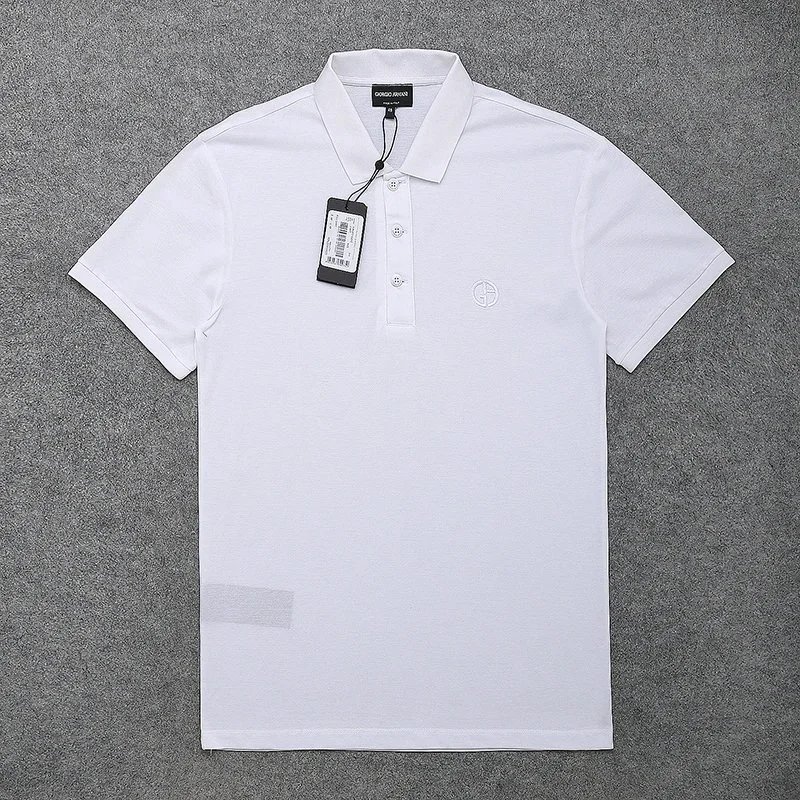 WhiteEurope and America station summer Iconic Embroidery LOGO youth man Simplicity Solid color Mercerization Pearl cotton leisure time Polo shirt
