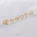 Серьги с цирконом из жемчуга, 14 карат, микроинкрустация, четырехлистный клевер, DIY