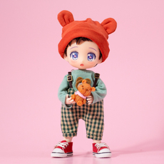 Кукла BJD ob11娃衣 小熊背带裤套装长袖帽子molly娃娃衣服12分bjd点小闹gsc