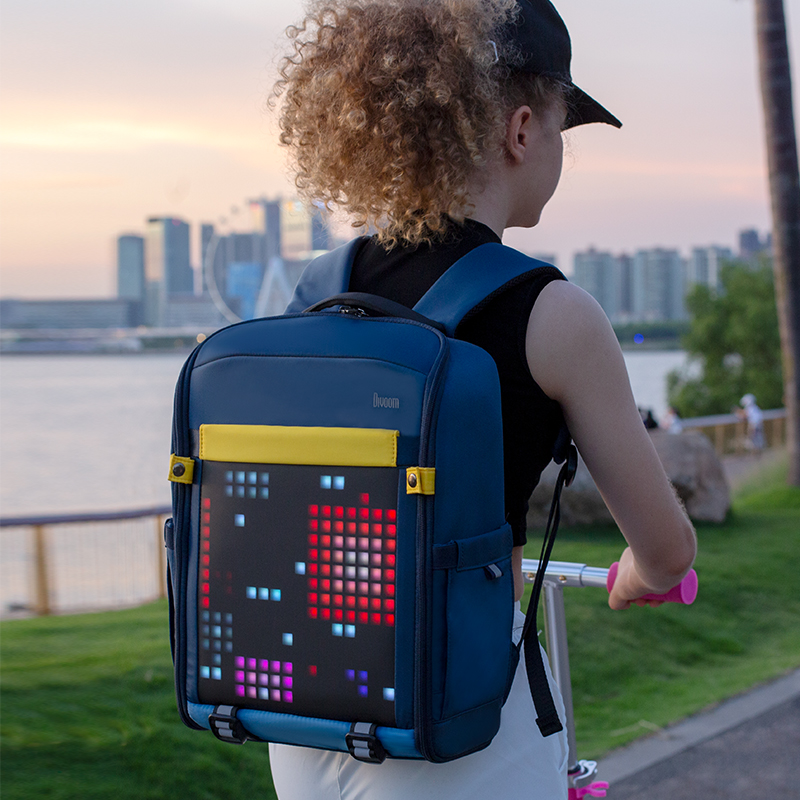 Divoom point tone cặp đi học nam tiểu học nữ trung học cơ sở bảo vệ sườn núi điểm ảnh ba lô công suất lớn ba lô ánh sáng Balo đựng đồ công nghệ chơi công nghệ