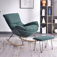 Зеленый бархатный (высокий качество) кресло -качалка+педаль