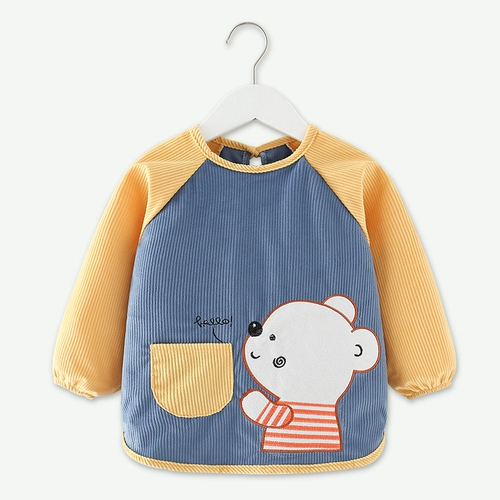 Детский водонепроницаемый фартук, нагрудник для еды, демисезонный лонгслив подходит для мужчин и женщин, сзади на завязках