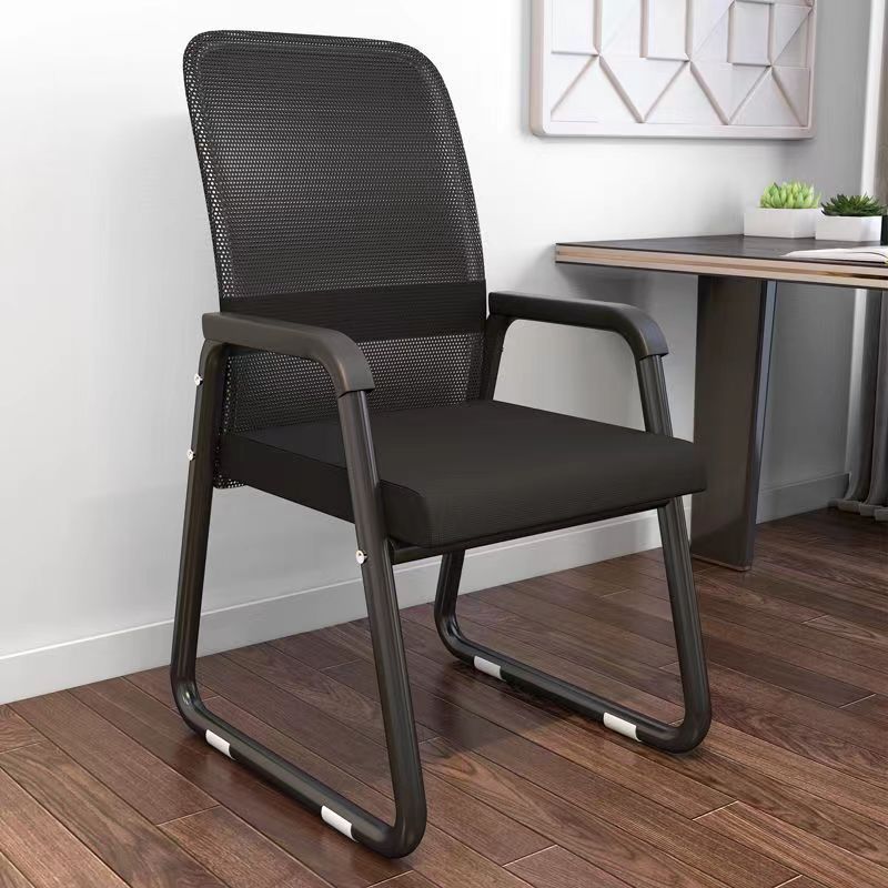 Black frame black mesh steel arch foot fixed armrest