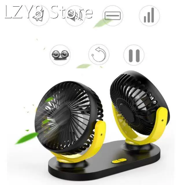 [M5TE 5V USB Fan 360° Rotatable Dual Head 3 Speeds Adjust]
