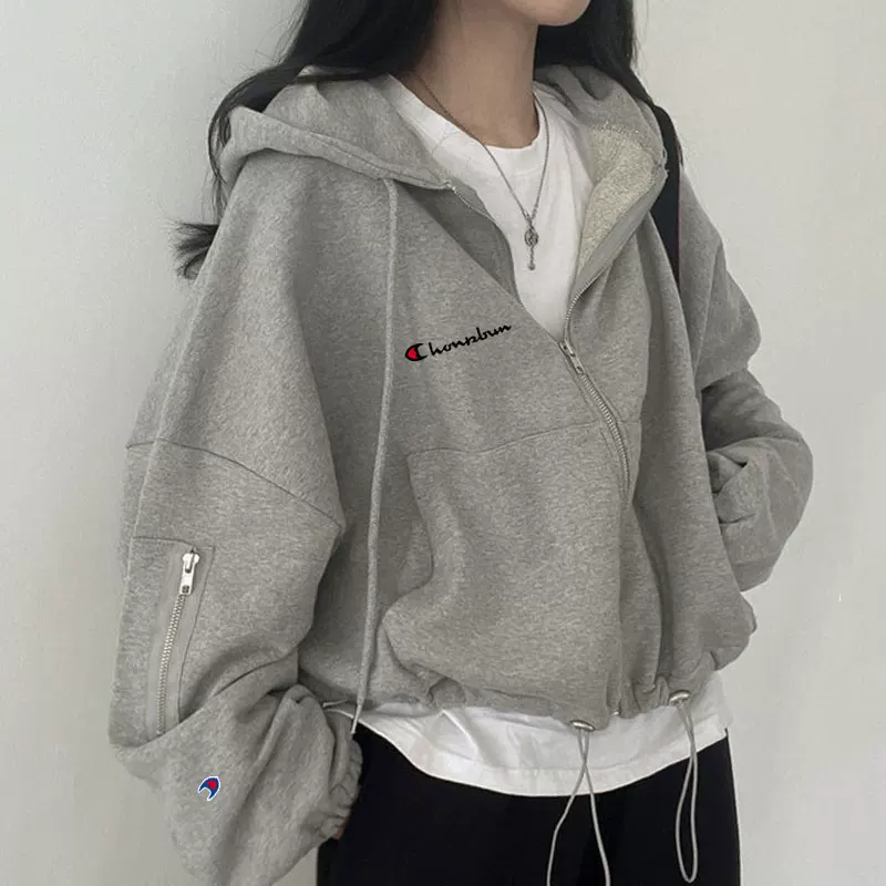 Пуловер с капюшоном и молнией, утепленная куртка, oversize, с drawstring