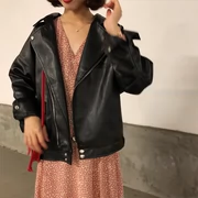 Áo khoác da sim nữ lớn 2018 mới buông lơi mỏng đẹp trai áo khoác học sinh áo khoác da dài tay