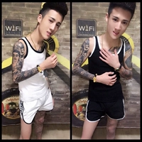 Net red với phù hợp với nam mùa hè nhanh red man shorts vest tinh thần guy xã hội người ngắn tay áo hai mảnh kiểu đồ bộ đẹp