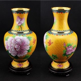 10 -дюймовая подлинная старая пекинская джингтай синее украшение цветочной бутылки Характерная мастерство медная шина шелковая эмаль