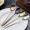 Dao bít tết bằng thép không gỉ 304 cao cấp và nĩa hai mảnh phù hợp với bộ đồ ăn phương Tây bộ đầy đủ của nĩa và muỗng mạ vàng ba mảnh