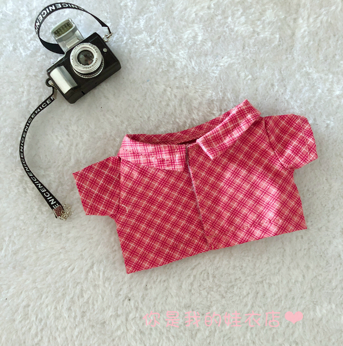 Red Latticegoods in stock 20cm bjd  Floral Shirt Star Doll doll Design and color shirt
