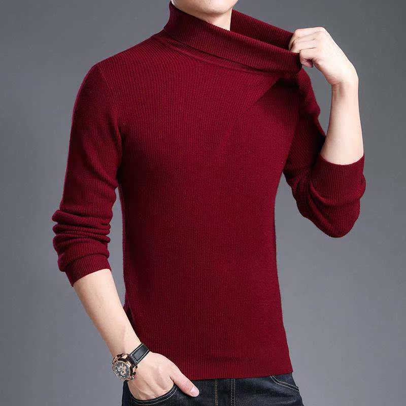 Trang web chính thức của thương hiệu Trịnh áo len tinh khiết nam áo len cao cổ nam giản dị màu cơ bản xu hướng áo mùa đông Hàn Quốc - Áo len cổ tròn