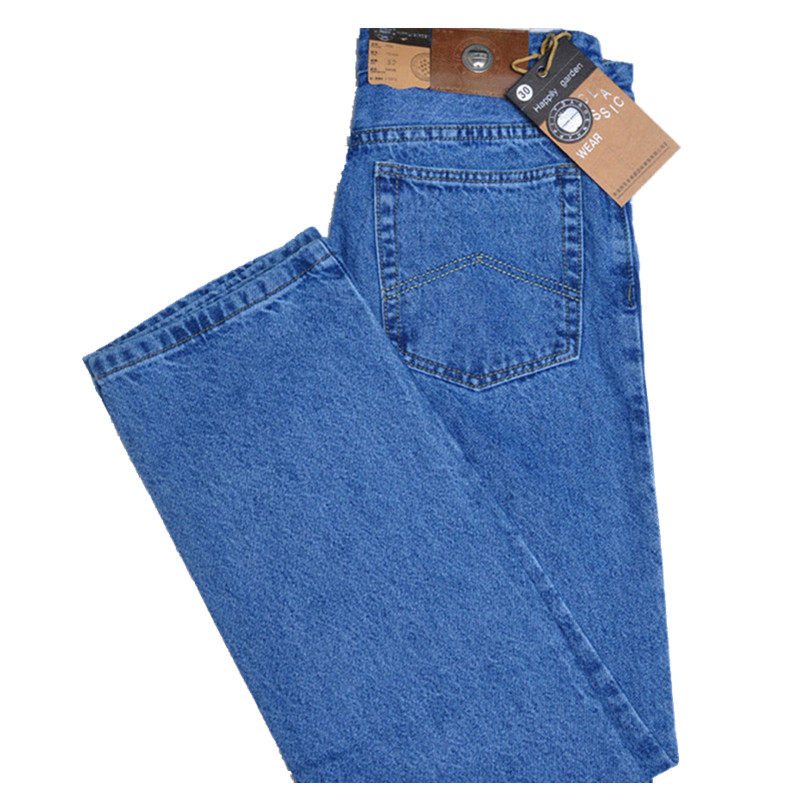 New Apple jeans for men, loose, straight-leg, washed, plus-size summer casual men's wear, pure cotton long pants, thin style