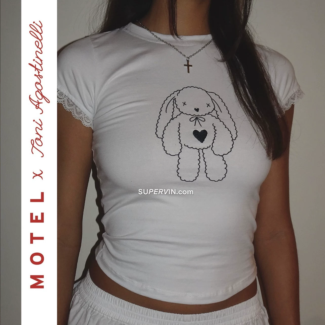 Закупка MOTEL ROCKS x toni cute rolling rabbit rabbit love вышивка кружева манжет короткие рукава