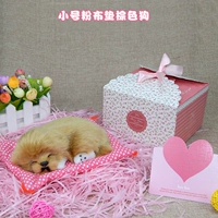 Маленькая __ розовая подушка ткани коричневая спящая собака - принесите подарочную коробку