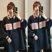 Áo bà bầu mùa thu 2019 thời trang Hàn Quốc phiên bản áo rộng kích thước rộng mẹ rơi ra khỏi bụng bầu che bụng - Áo thai sản