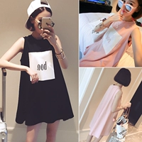 Mùa hè không tay nightdress nữ sling cotton dễ thương ăn mặc mùa hè lỏng đồ ngủ vest váy thai sản dress có thể mặc đồ bộ mặc nhà